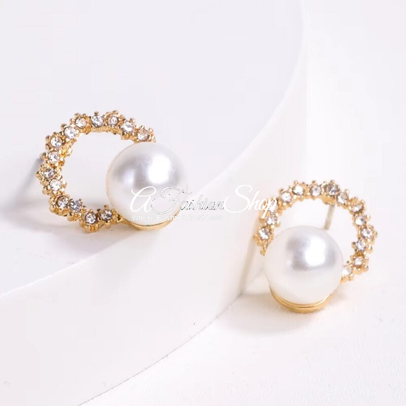 Faux Pearl Earring Round And Shine