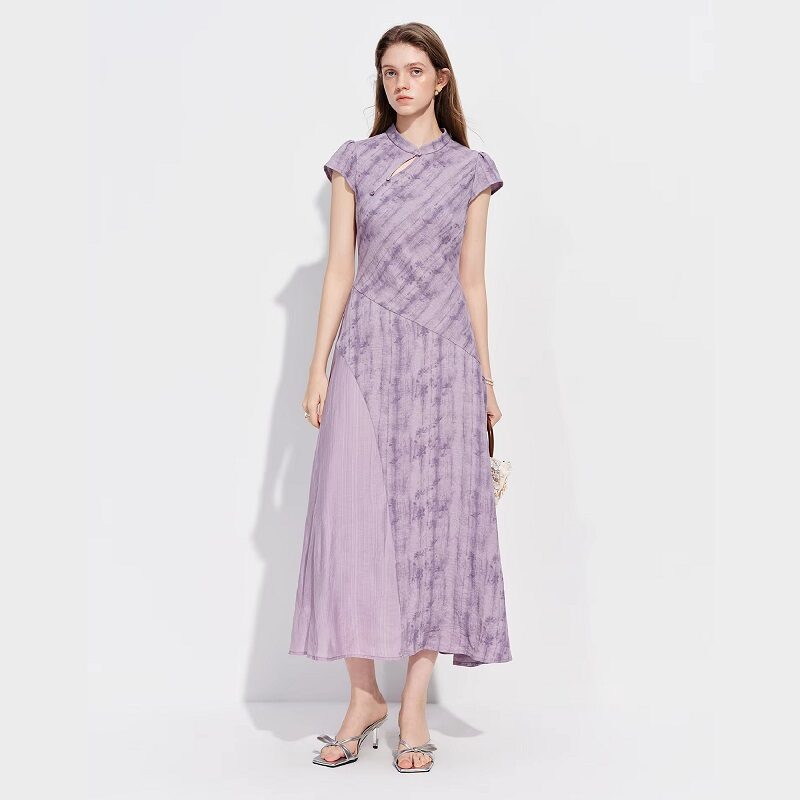 Lunar Mist Watercolor Midi Dress