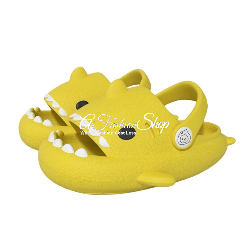 Kids Shark Girls Slip-On Beach Sandal Yellow