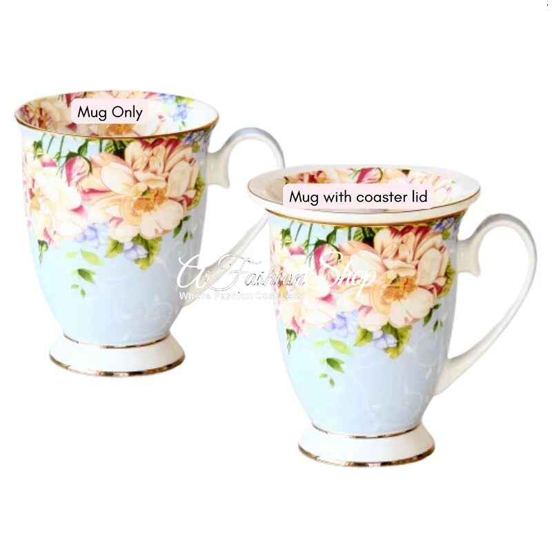 Brit Blush Bloom Fine Porcelain Mug Blue Peony