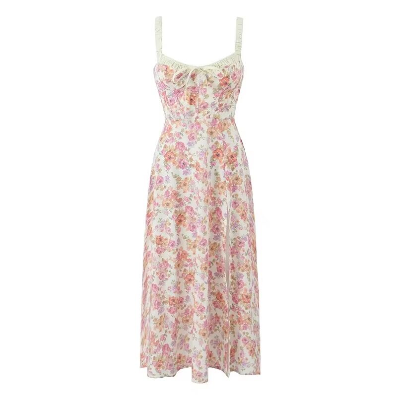 Ruffles Floral Stretchable Strap Cocktail Dress