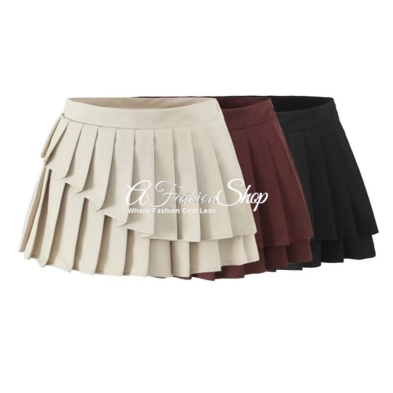 Ruffles Tiered Mini Skirt With Pleated