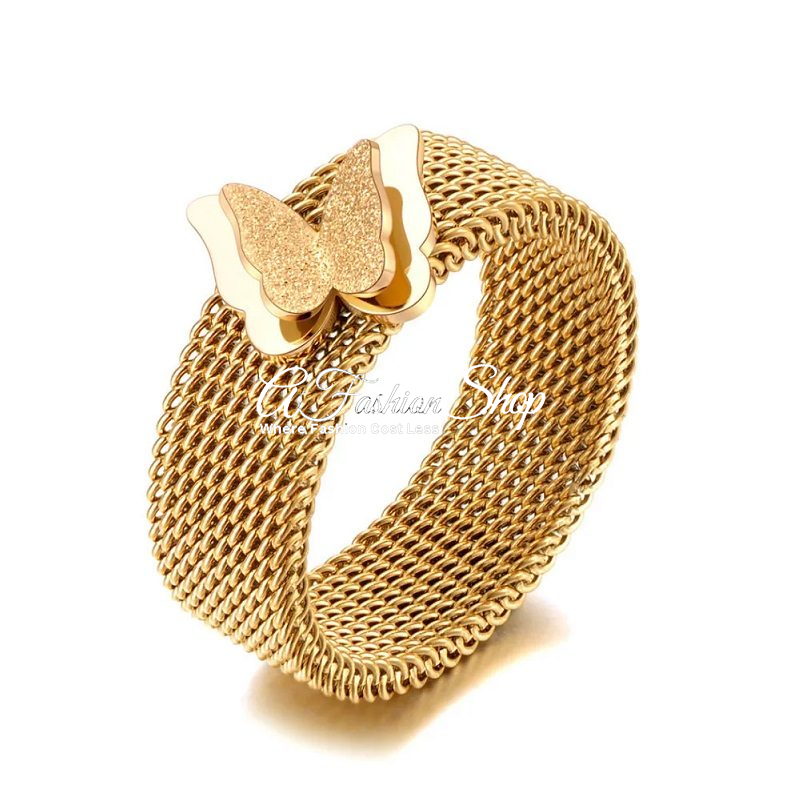 Butterfly Mesh Ring Gold Band