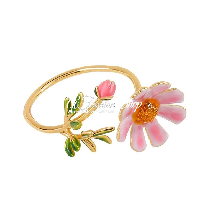 Rosée du Matin Pink Floral Gold Ring
