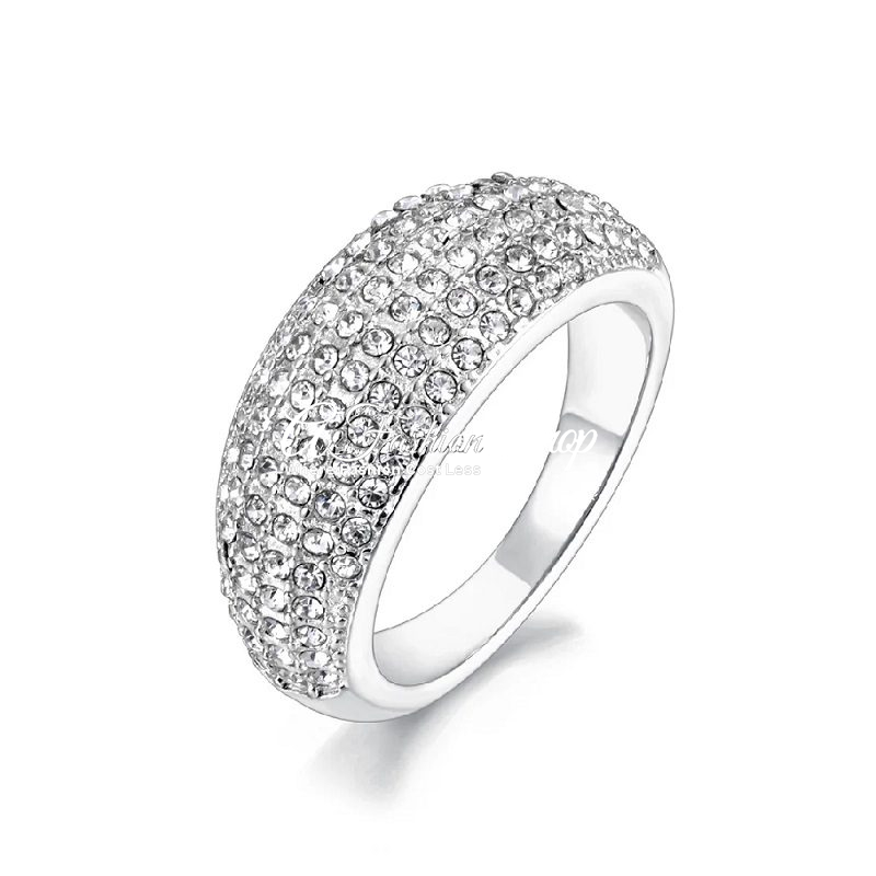 Genuine Austrian Inlaid Crystal Silver Ring