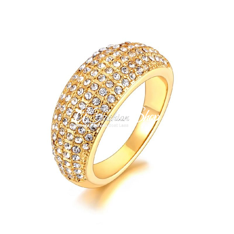 Bridal Gold Ring Genuine Austrian Inlaid Crystal