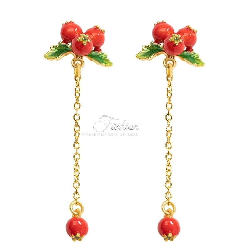 French Minimalist Cherry Ball Red Earring