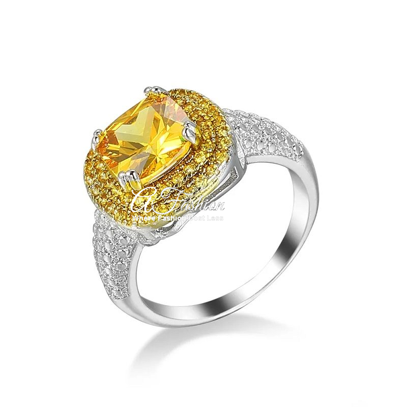 Summer Citrine Cocktail Silver Ring