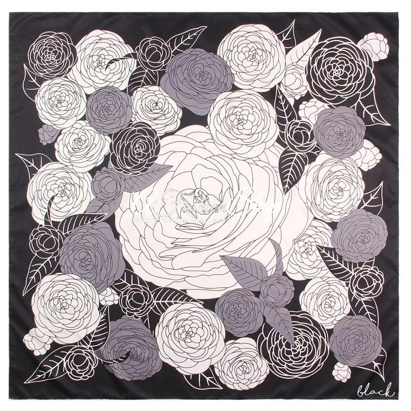 Black n White Dazzle Rose Square Scarf