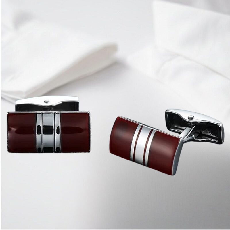 Vintage Legacy Embossed Cufflinks Red Silver Stripes