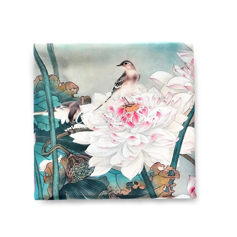 White Lotus Crepe Silk Lian Long Scarf Hijab