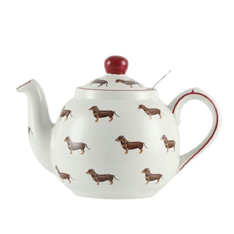 British Ceramic Filter Teapot Farmhouse Animal Illustration