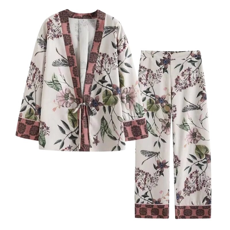 Mini Kimono V-Neck Floral Print Set of 2