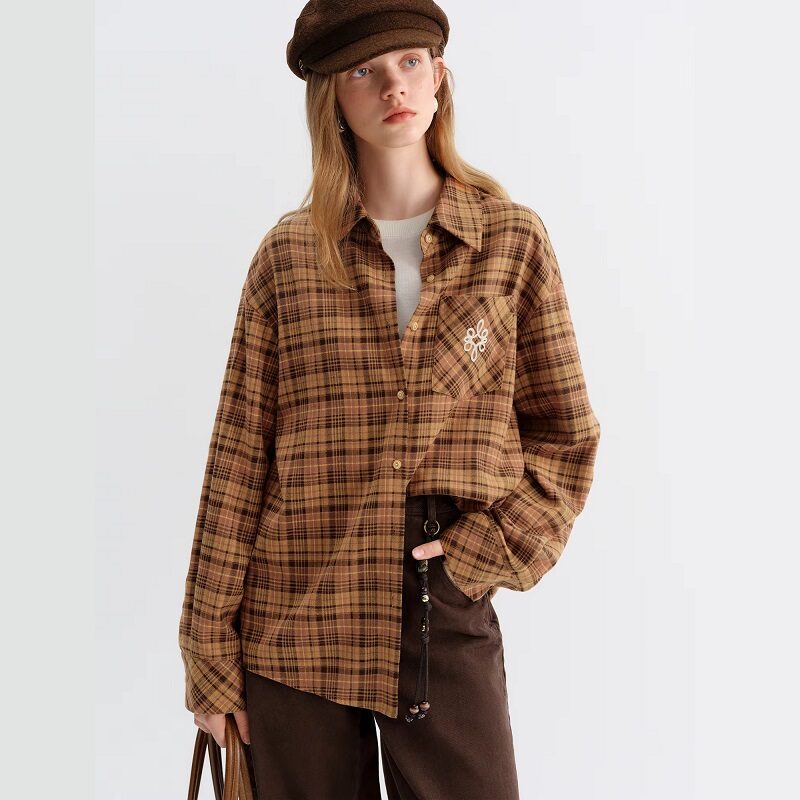 Ruffles Retro Plaid Long Sleeve Shirt