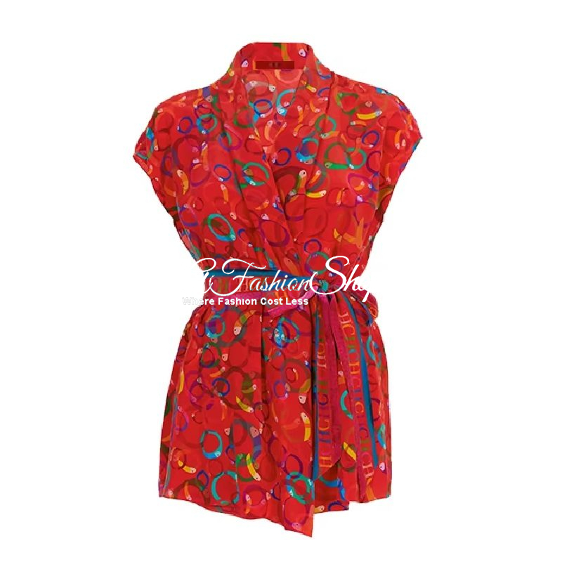 Women Short Sleeves Geometric Shirt