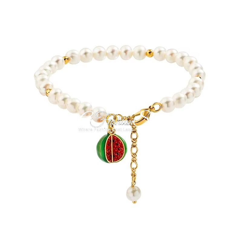 Freshwater Pearl Bracelet Juicy Melon Charm
