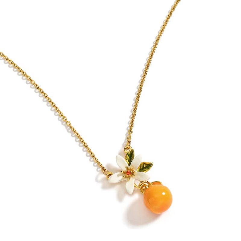 Citrus Blossom Charm With Gold Chain Necklace