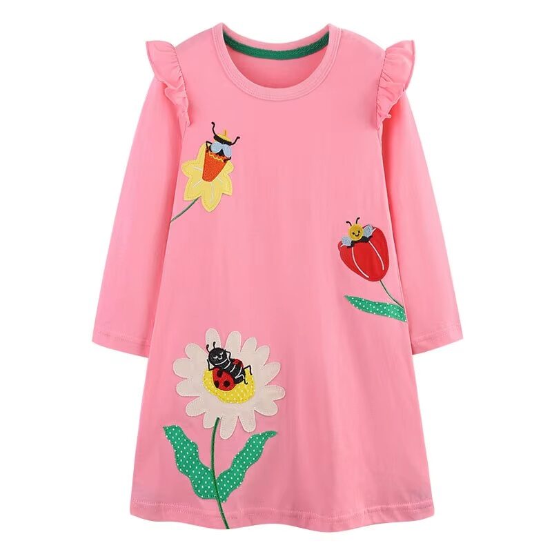 Petit Bod Pink Dress Long Sleeve A-line