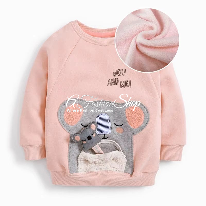 Girl Soft Pink Sleepy Koala Mom Sweater