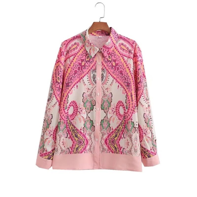 Relaxed Fit Floral Long Sleeve Blouse