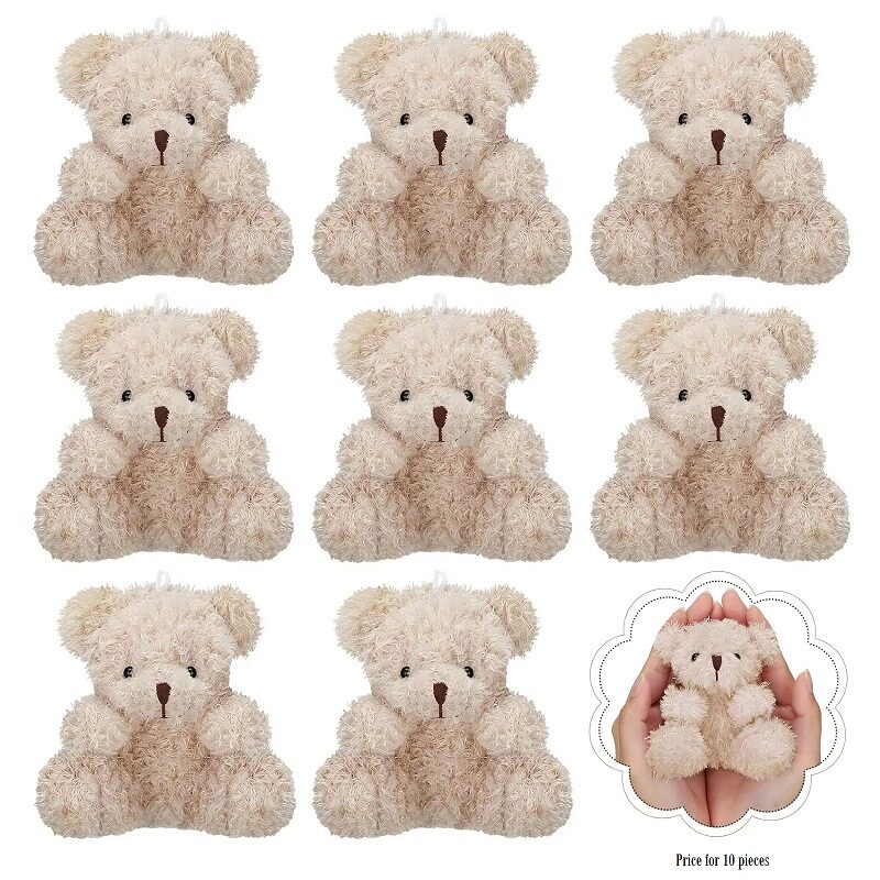 Mini Plushies 4″ Keepsake Bears Color Beige (Set of 10)