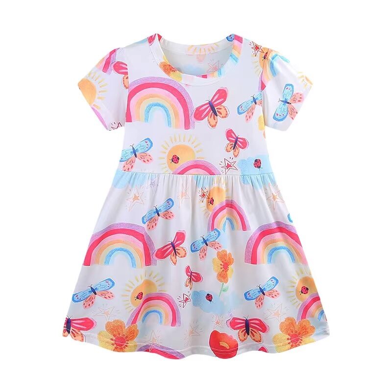 Butterfly & Rainbow Cotton Twirl Dress