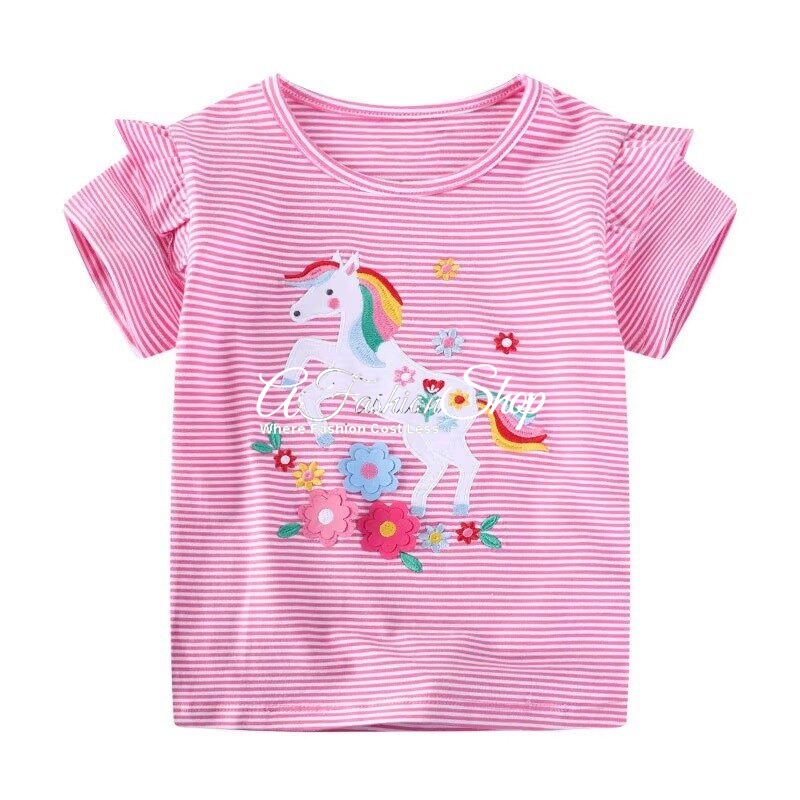 Jolie Girl Pink Striped Unicorn Jodie T-Shirt