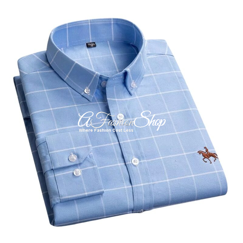 Polo Equestrian Embroidery Shirt Plaid Checkered