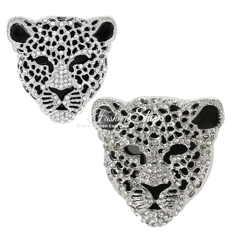 Sparkling Leopard Crystal Brooch 2 Sizes