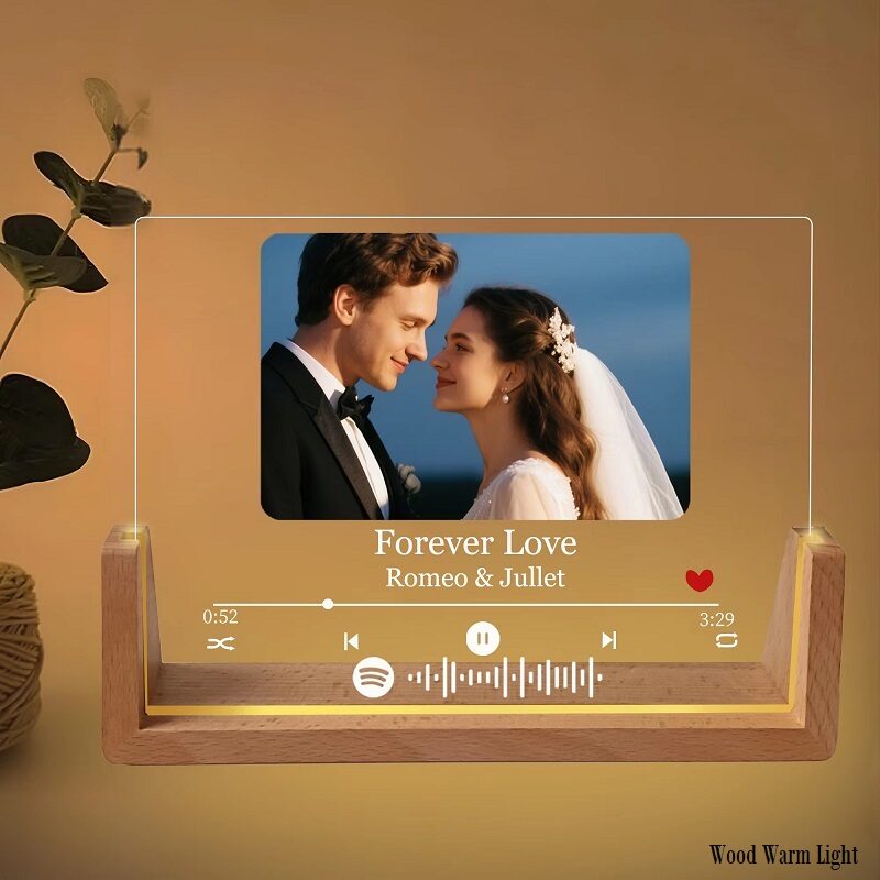 Luminous Love Personalized Spotify Playlist LED Display – Light Wood