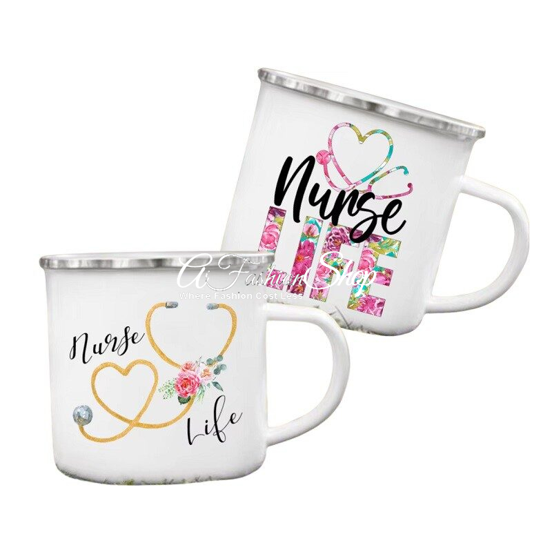Enamel Mug Coffee Time Nurse Life Achiever