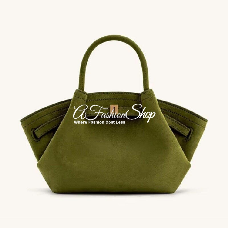 Medium Satchel Suede Leather Top Handle