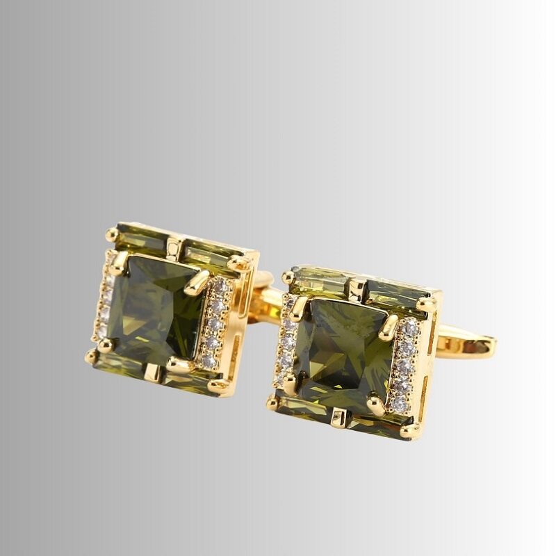 Executive Diamond-Accent French Cufflinks – Olive Green