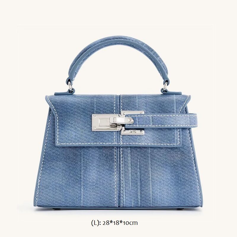 Minimalist Box Bag Crossbody Strap Denim Blue
