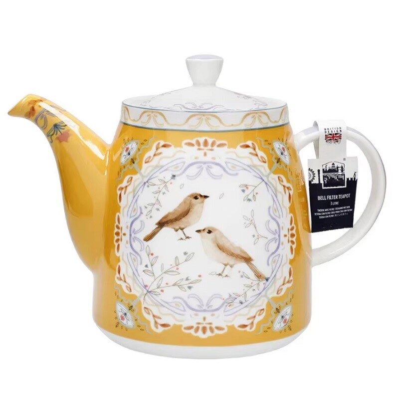 Classic British Ceramic Bell Filter Teapot – Bird Cocoon 1L