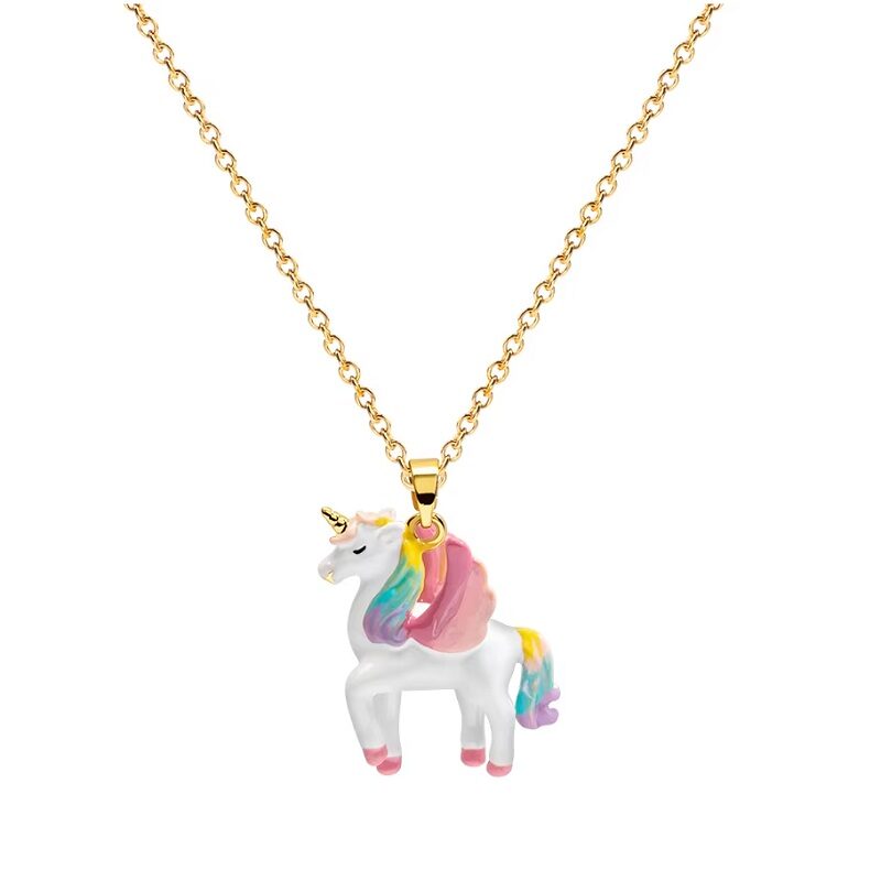 Artisan Unicorn Pendant Necklace 18K Gold Plated