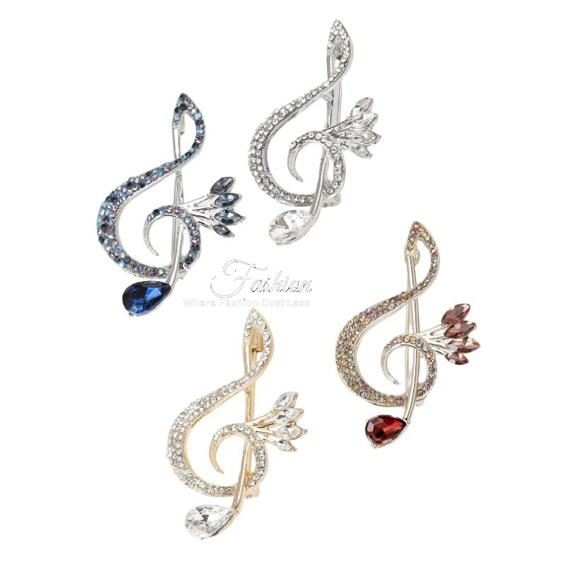 Symphony Clef Brooch Colored Crystals