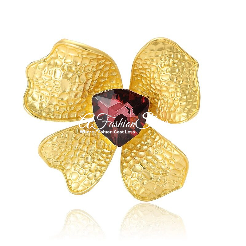 Elegant Gold Azalea Petals Brooch