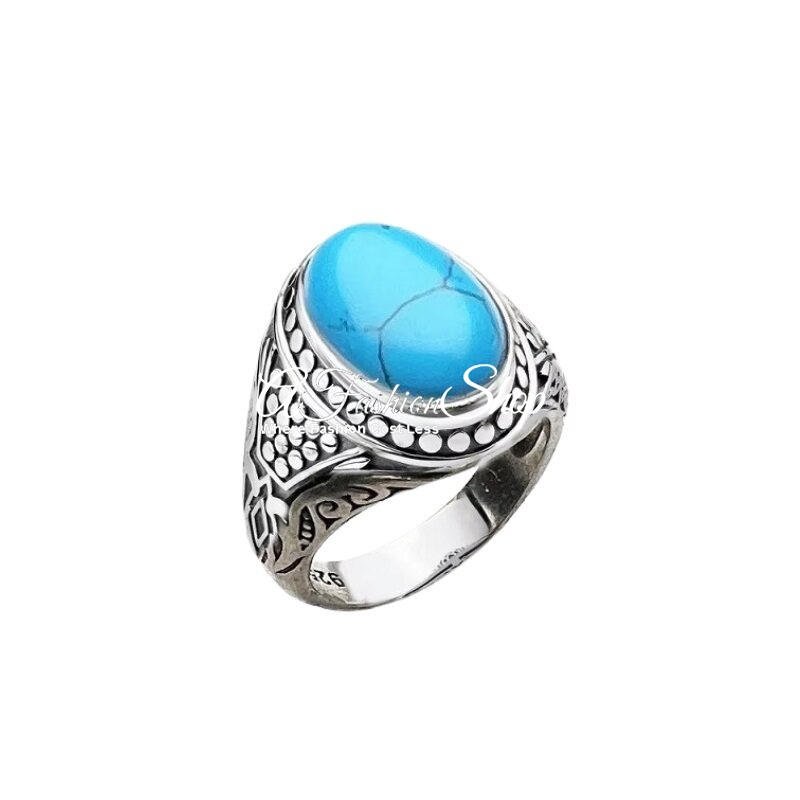 Lucky Band Oval Blue Ring For Goth-Inspired