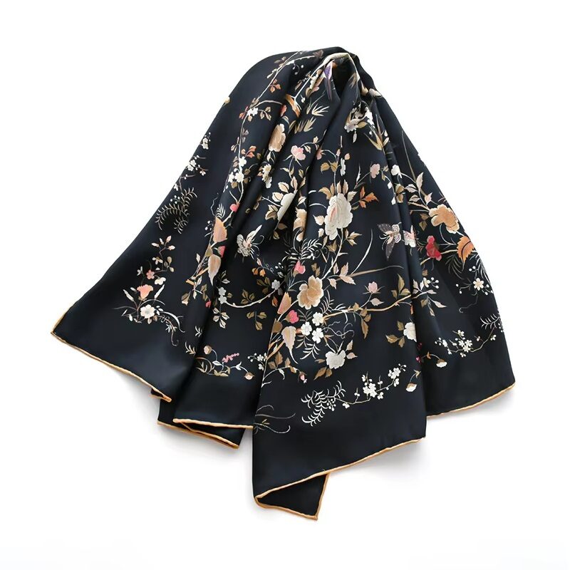 Heritage Crane Floral Square Silk Scarf