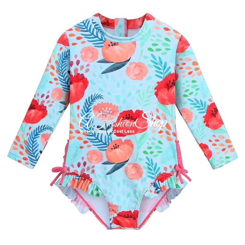 Girl One-piece Garden Flower Swimsuit Pull-On Style