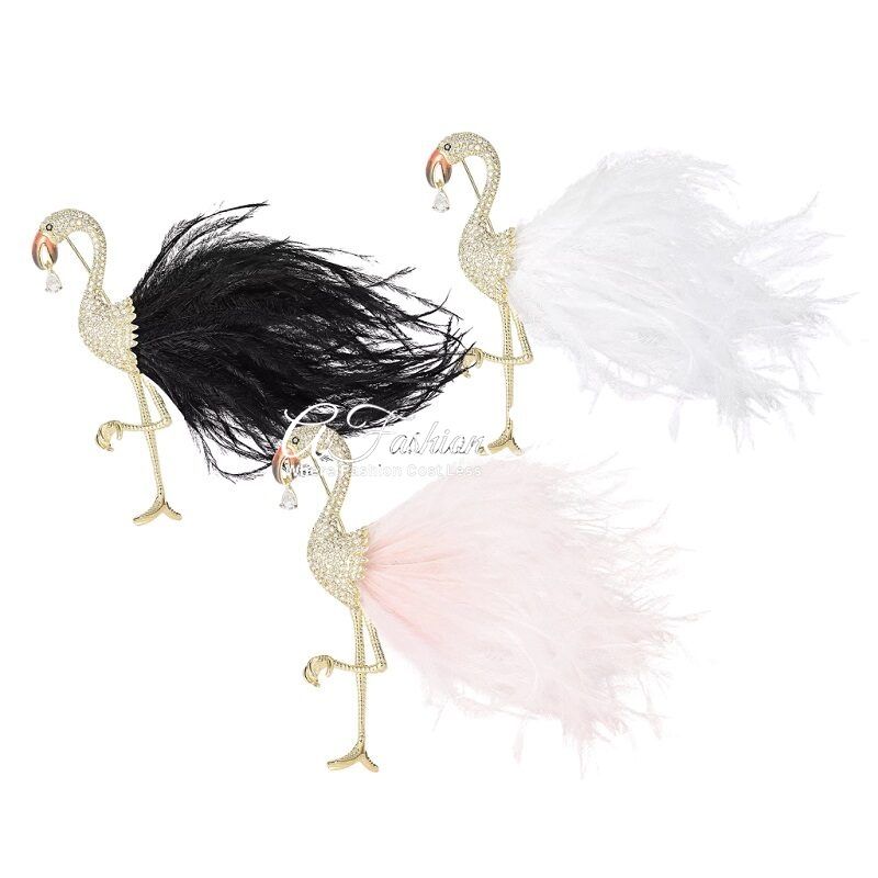 Luxury Zirconia Flamingo Brooch