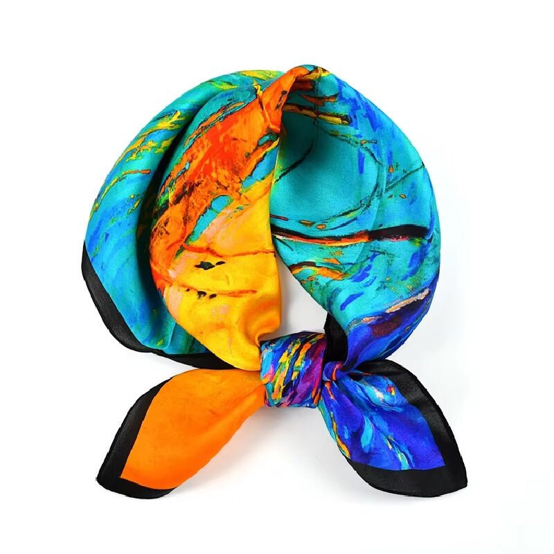 Impressionist Azure Boat 52cm Silk Scarf