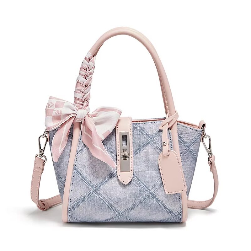 Rosé Belle Denim Satchel – Blush Ribbon Edition