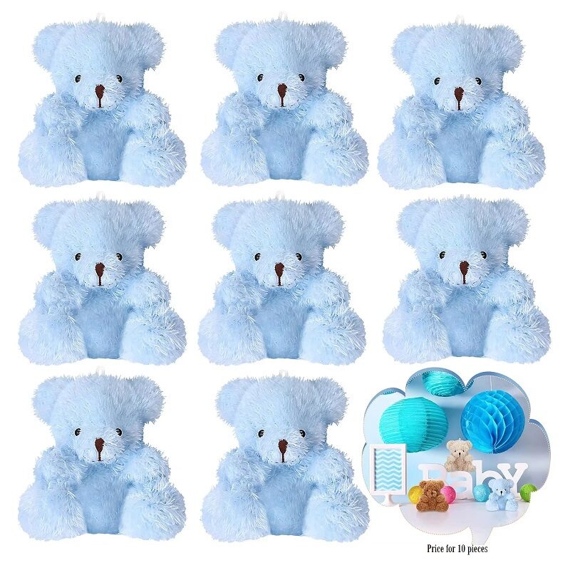 Mini Plushies 4″ Keepsake Bears Color Blue (Set of 10)