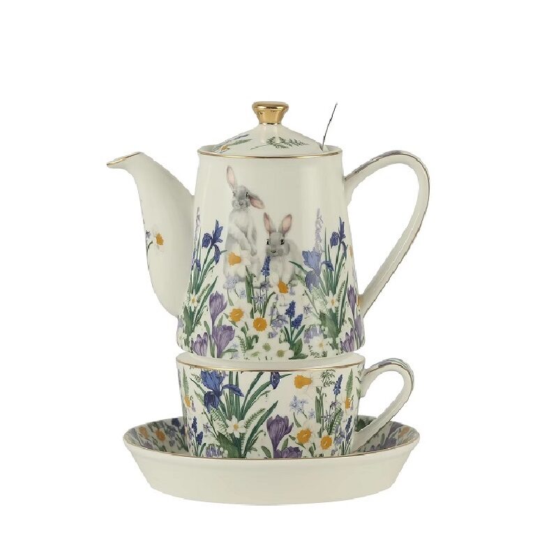 British Set Teapot Cup Saucer – Iris Blossom